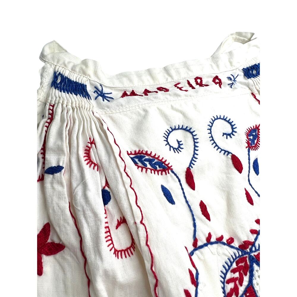 vintage apron Portugal folk art hand embroidery cottage core farmhouse Folkloric - Picture 3 of 6